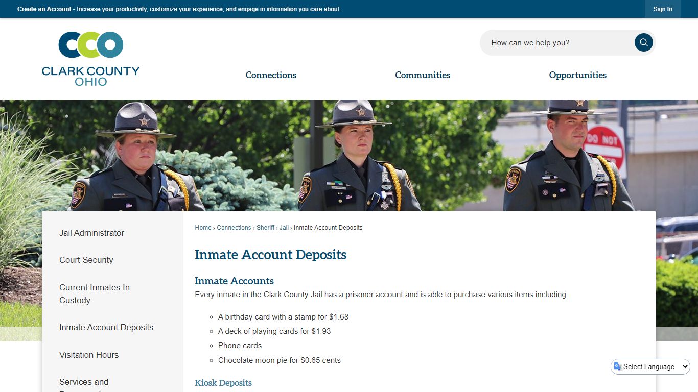 Inmate Account Deposits | Clark County, OH - Official Website